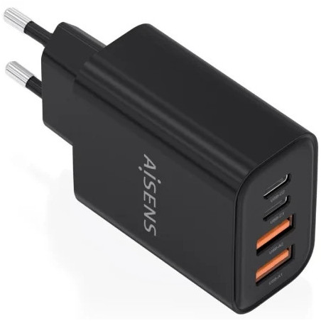 Cargador de Pared GaN Aisens A110-1028/ 2xUSB Tipo-C/ 2xUSB/ 32W/ Negr