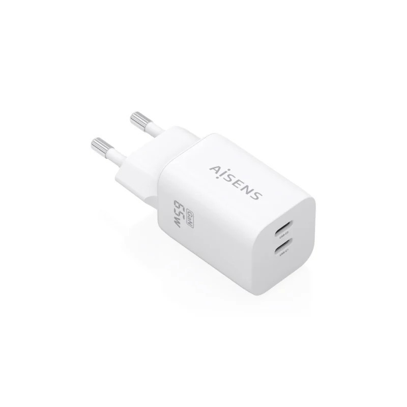 Cargador de Pared GaN Aisens A110-1029/ 2xUSB Tipo-C/ 65W/ Blanco