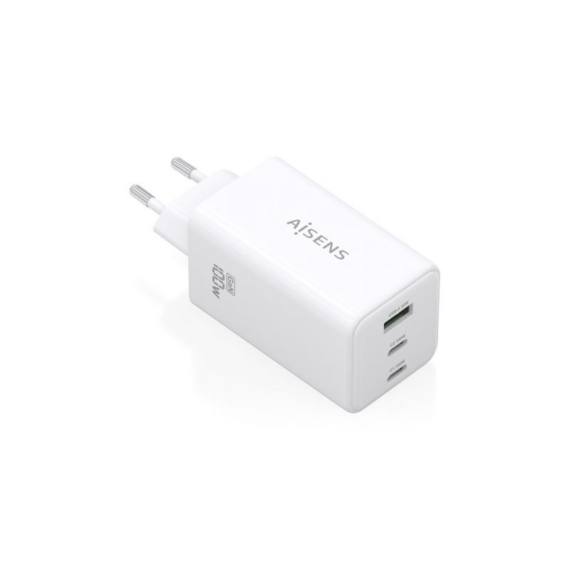 Cargador de Pared GaN Aisens ASCH-100W3P051-W/ 2xUSB Tipo-C/ 1xUSB/ 10