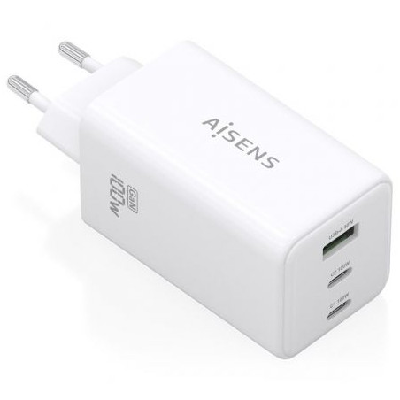 Cargador de Pared GaN Aisens ASCH-100W3P051-W/ 2xUSB Tipo-C/ 1xUSB/ 10