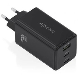 Cargador de Pared GaN Aisens ASCH-100W3P052-BK/ 2xUSB Tipo-C/ 1xUSB/ 1