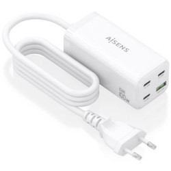 Cargador Sobremesa GaN Aisens ASCH-100W4P053-W/ 3xUSB Tipo-C/ 1xUSB/ 1