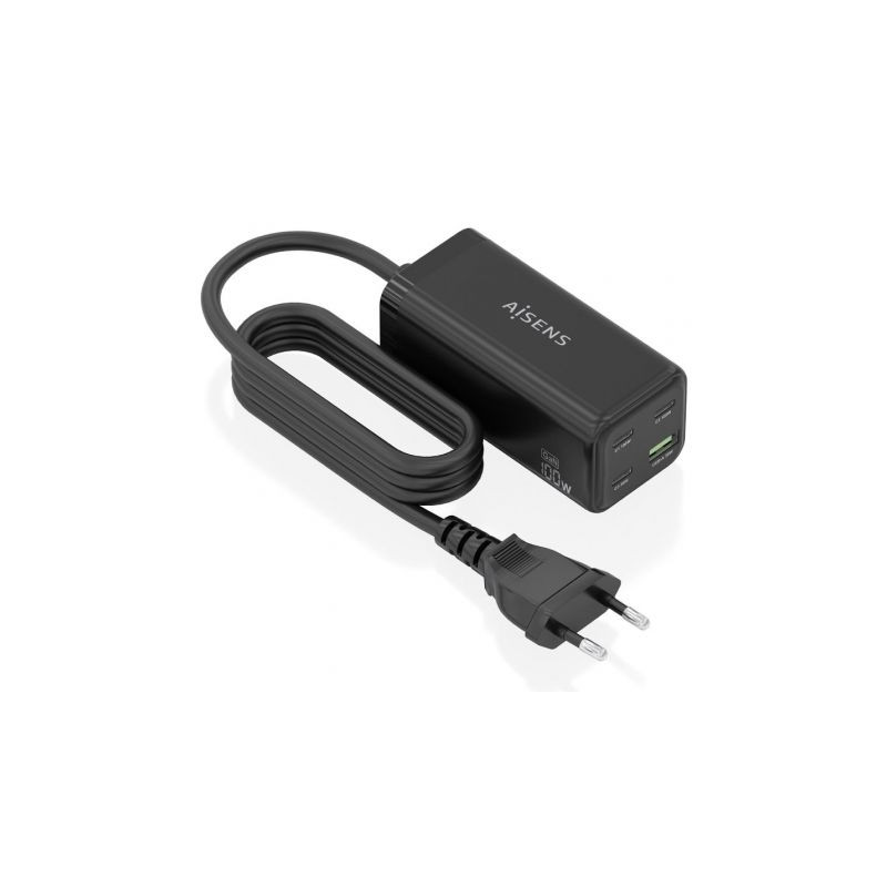 Cargador Sobremesa GaN Aisens ASCH-100W4P054-BK/ 3xUSB Tipo-C/ 1xUSB/
