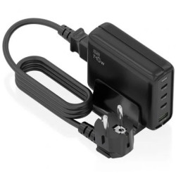Cargador Sobremesa GaN Aisens ASCH-140W4P056-BK/ 3xUSB Tipo-C/ 1xUSB/