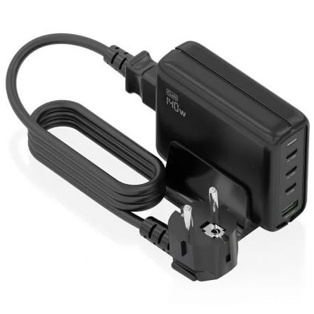 Cargador Sobremesa GaN Aisens ASCH-140W4P056-BK/ 3xUSB Tipo-C/ 1xUSB/