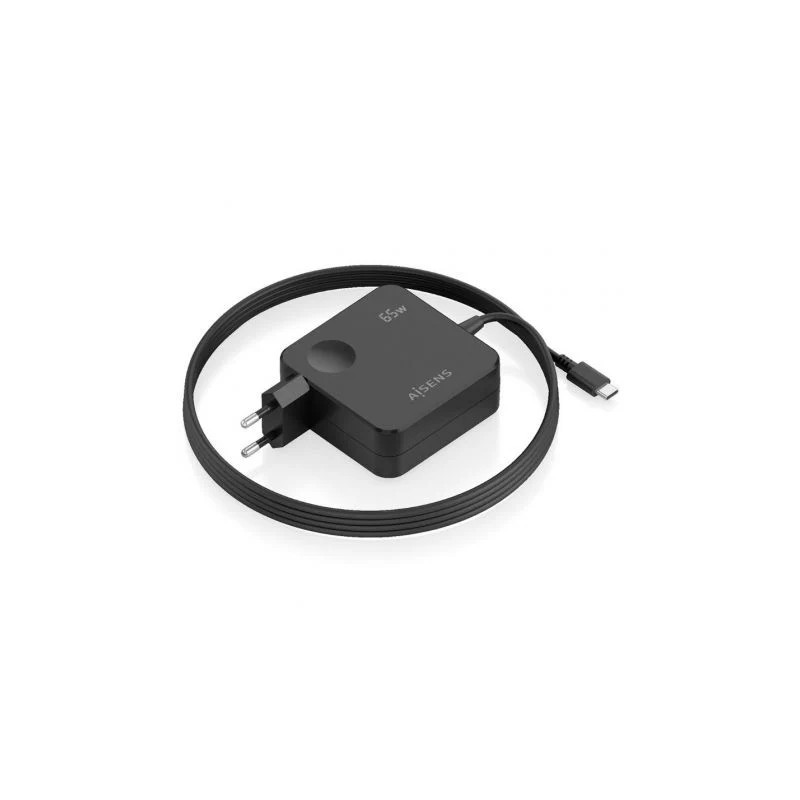Cargador de Pared Aisens ASCH-1PD65WL80-BK/ 1xUSB Tipo-C/ 65W/ Negro