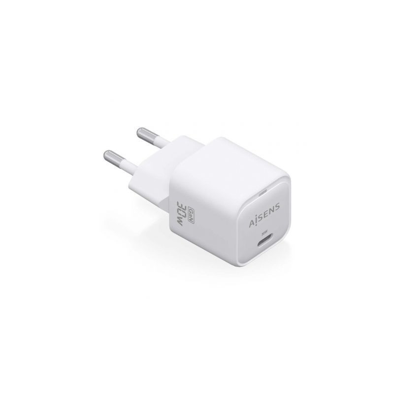 Cargador de Pared GaN Aisens ASCH-30W1P018-W/ 1xUSB Tipo-C/ 30W