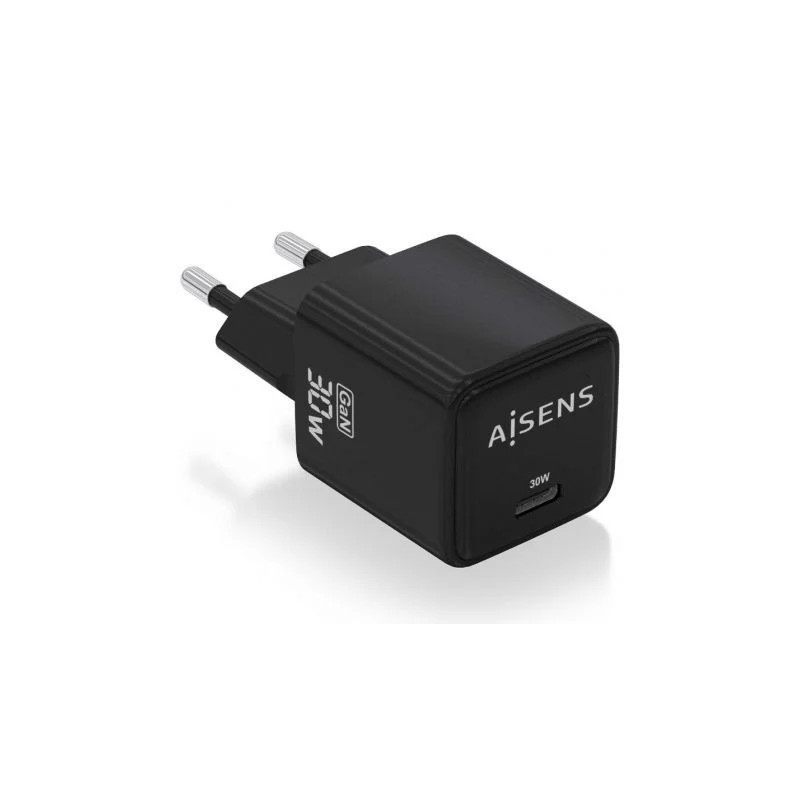 Cargador de Pared GaN Aisens ASCH-30W1P036-BK/ 1xUSB Tipo-C/ 30W