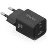 Cargador de Pared GaN Aisens ASCH-30W2P021-BK/ 1xUSB Tipo-C/ 1xUSB/ 30