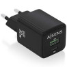 Cargador de Pared GaN Aisens ASCH-30W2P038-BK/ 1xUSB Tipo-C/ 1xUSB/ 30