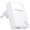 Cargador de Pared GaN Aisens ASCH-30W2P074-W/ 1xUSB Tipo-C/ 1xUSB/ 30W
