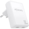 Cargador de Pared GaN Aisens ASCH-30W2P075-W/ 2xUSB Tipo-C/ 30W/ Blanc
