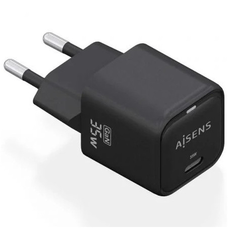 Cargador de Pared GaN Aisens ASCH-35W1P023-BK/ 1xUSB Tipo-C/ 35W