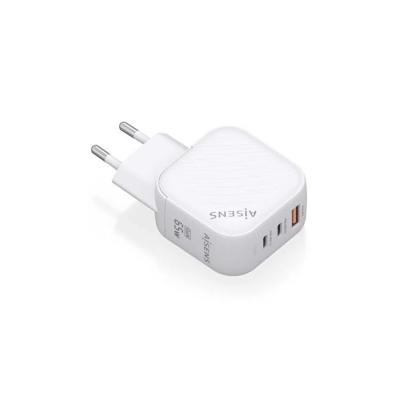 Cargador de Pared GaN Aisens ASCH-65W3P026-W/ 2xUSB Tipo-C/ 1xUSB/ 65W