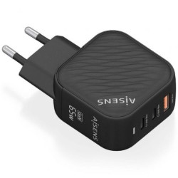 Cargador de Pared GaN Aisens ASCH-65W3P027-BK/ 2xUSB Tipo-C/ 1xUSB/ 65
