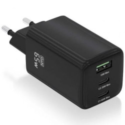 Cargador de Pared GaN Aisens ASCH-65W3P042-BK/ 2xUSB Tipo-C/ 1xUSB/ 65
