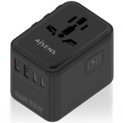 Cargador de Pared Universal GaN para Viaje Aisens ASPS-2A3C09-BK/ Toma