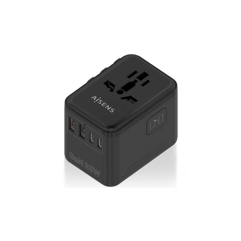 Cargador de Pared Universal GaN para Viaje Aisens ASPS-2A3C09-BK/ Toma