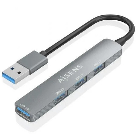 Hub USB 3.0 Aisens A106-0859/ 4xUSB/ Gris