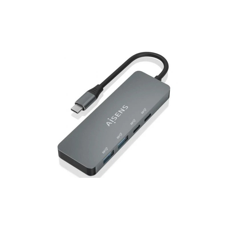 Hub USB Tipo-C Aisens A109-0694/ 2xUSB/ 2xUSB Tipo-C/ Gris