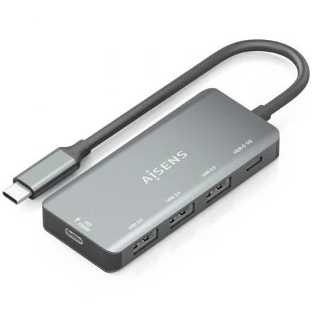 Hub USB Tipo-C Aisens A109-0945/ 3xUSB/ 1xUSB Tipo-C/ 1xUSB Tipo-C PD/