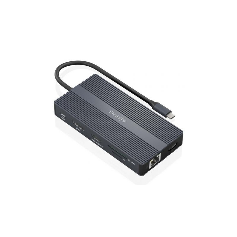 Docking USB Tipo-C Aisens ASUC-12P017-GR/ 2xHDMI 4K/ 4xUSB/ 1xUSB Tipo