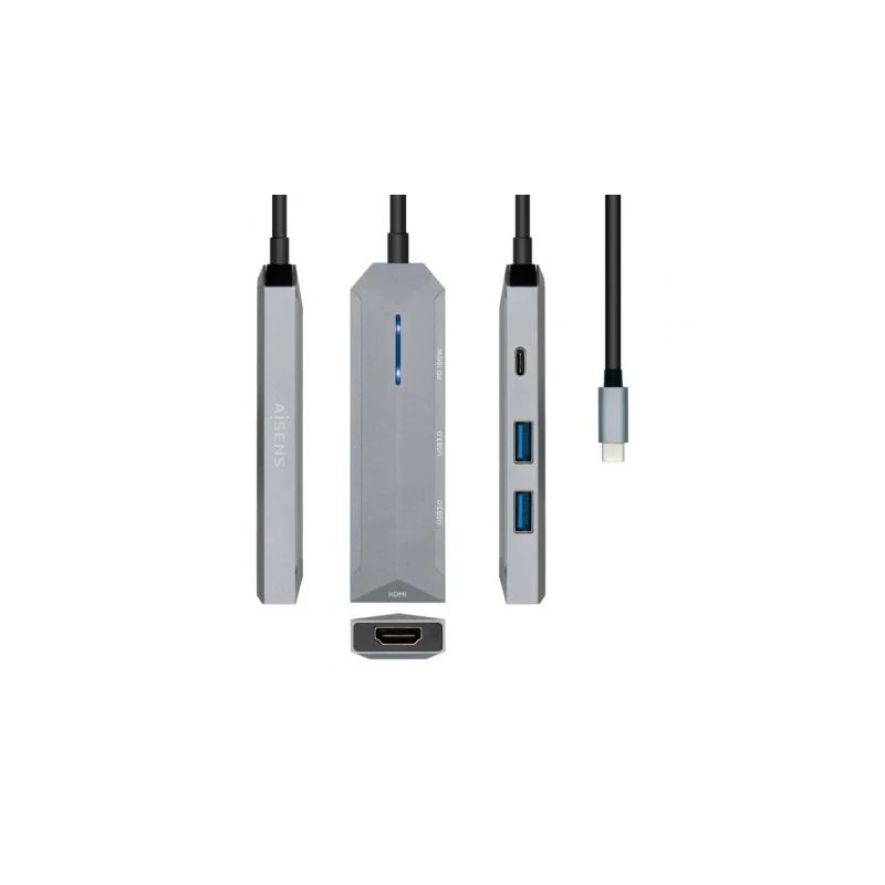 Docking USB Tipo-C Aisens ASUC-4P002-GR/ 1xHDMI 4K/ 2xUSB/ 1xUSB Tipo-