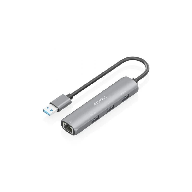 Hub USB Aisens ASUC-4P034-GR/ 3xUSB/ 1xRJ45/ Gris