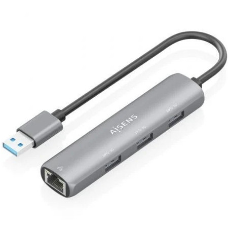Hub USB Aisens ASUC-4P034-GR/ 3xUSB/ 1xRJ45/ Gris