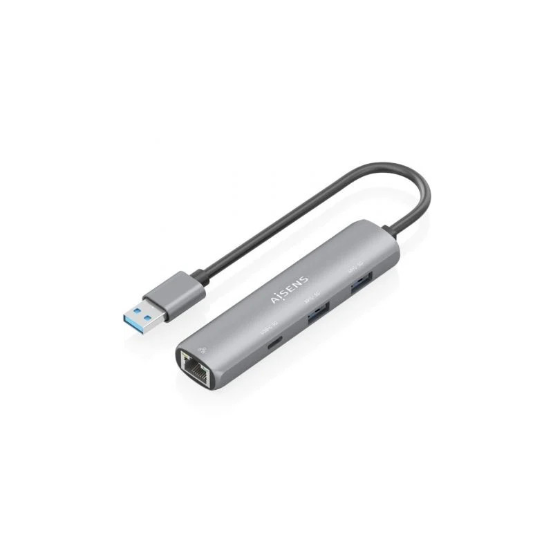 Hub USB Aisens ASUC-4P035-GR/ 1xUSB Tipo-C/ 2xUSB/ 1xRJ45/ Gris
