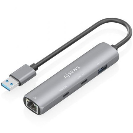 Hub USB Aisens ASUC-4P036-GR/ 2xUSB Tipo-C/ 1xUSB/ 1xRJ45/ Gris