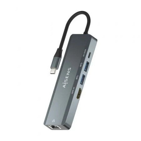 Docking USB Tipo-C Aisens ASUC-5P011-GR/ 1xHDMI 4K/ 2xUSB/ 1xRJ45/ 1xU