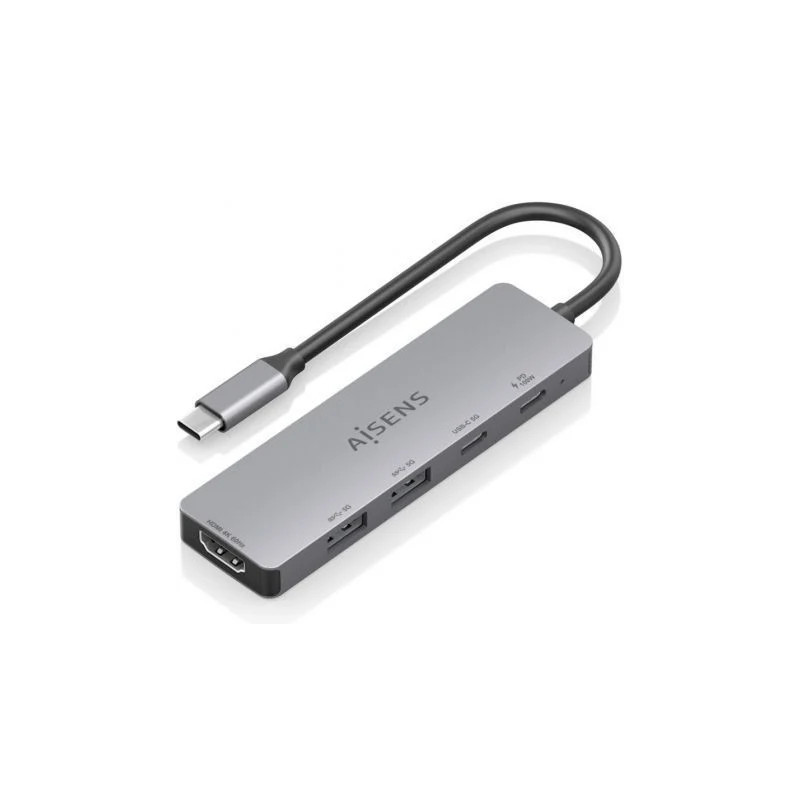 Docking USB Tipo-C Aisens ASUC-5P028-GR/ 1xHDMI 4K/ 2xUSB/ 2xUSB Tipo-