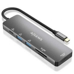 Docking USB Tipo-C Aisens ASUC-6P016-GR/ 1xHDMI 4K/ 2xUSB/ 1xLector Ta