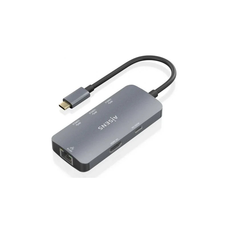 Docking USB Tipo-C Aisens ASUC-6P019-GR/ 1xHDMI 4K/ 3xUSB/ 1xRJ45/ 1xU