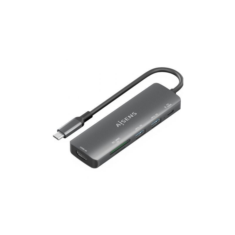 Docking USB Tipo-C Aisens ASUC-6P023-GR/ 1xHDMI 4K/ 2xUSB/ 1xUSB Tipo-