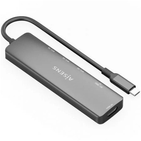Docking USB Tipo-C Aisens ASUC-6P024-GR/ 1xHDMI 4K/ 3xUSB/ 1xLector Ta