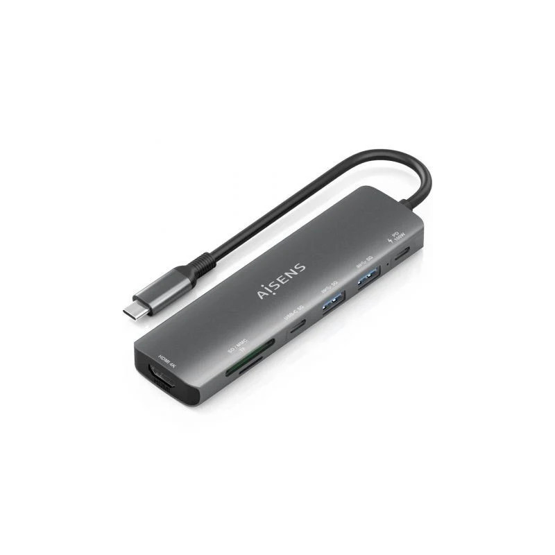Docking USB Tipo-C Aisens ASUC-7P026-GR/ 1xHDMI 4K/ 2xUSB/ 1xUSB Tipo-