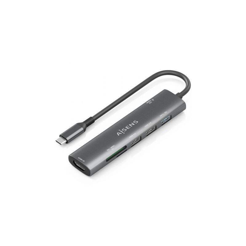 Docking USB Tipo-C Aisens ASUC-7P027-GR/ 1xHDMI 4K/ 3xUSB/ 1xUSB Tipo-