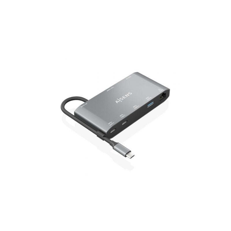 Docking USB Tipo-C Aisens ASUC-8P010-GR/ 1xHDMI 4K/ 1xVGA/ 2xUSB/ 1xRJ