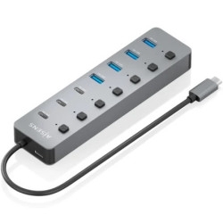 Hub USB Tipo-C 3.2 Aisens ASUC-8P044-GR/ 4xUSB/ 3xUSB Tipo-C/ 1xUSB Ti