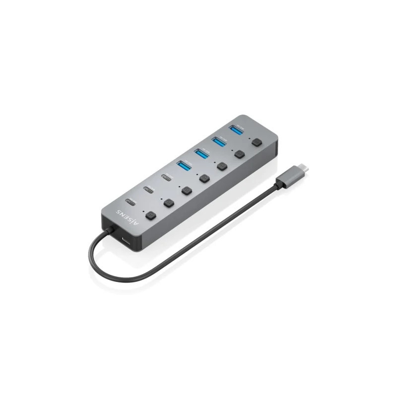 Hub USB Tipo-C 3.2 Aisens ASUC-8P044-GR/ 4xUSB/ 3xUSB Tipo-C/ 1xUSB Ti