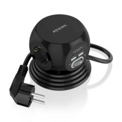 Regleta con Interruptor Aisens ASPS-2A2C05-BK/ 3 Tomas de Corriente/ 2