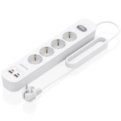 Regleta con Interruptor Aisens ASPS-2A2C12-W/ 4 Tomas de Corriente/ 2