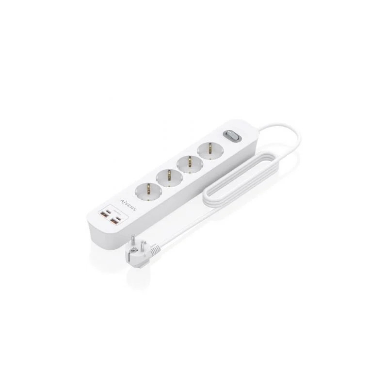 Regleta con Interruptor Aisens ASPS-2A2C12-W/ 4 Tomas de Corriente/ 2