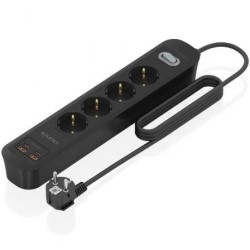 Regleta con Interruptor Aisens ASPS-2A2C13-BK/ 4 Tomas de Corriente/ 2