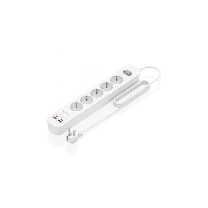Regleta con Interruptor Aisens ASPS-2A2C14-W/ 5 Tomas de Corriente/ 2