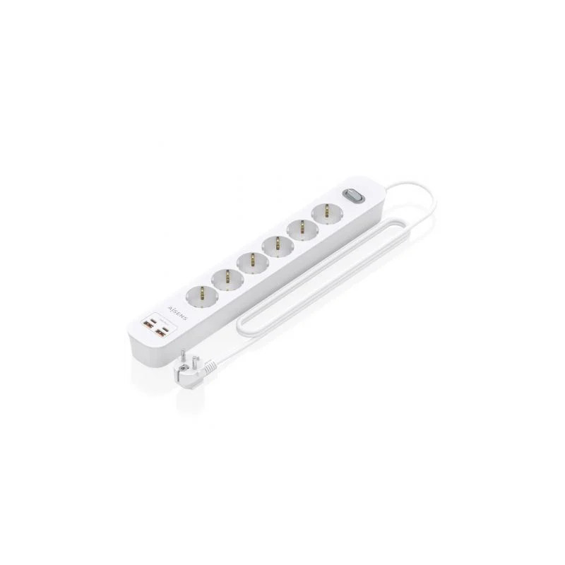 Regleta con Interruptor Aisens ASPS-2A2C16-W/ 6 Tomas de Cor | APLIUM