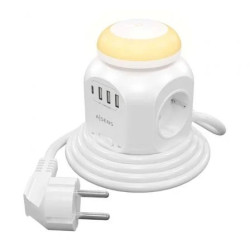 Regleta con Interruptor y Luz Nocturna Aisens ASPS-3A1CL01-W/ 4 Tomas