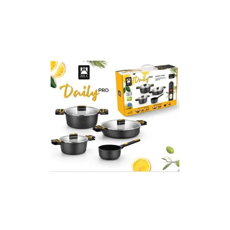 Pack 4 Cacerolas Bra Daily Pro/ Ø16cm/ Ø20cm/ Ø24cm/ Ø28cm/ | APLIUM